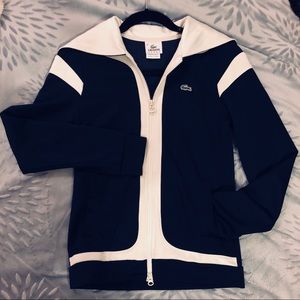 Lacoste Zip Up - Embroidered Logo Hoodie - Size 34